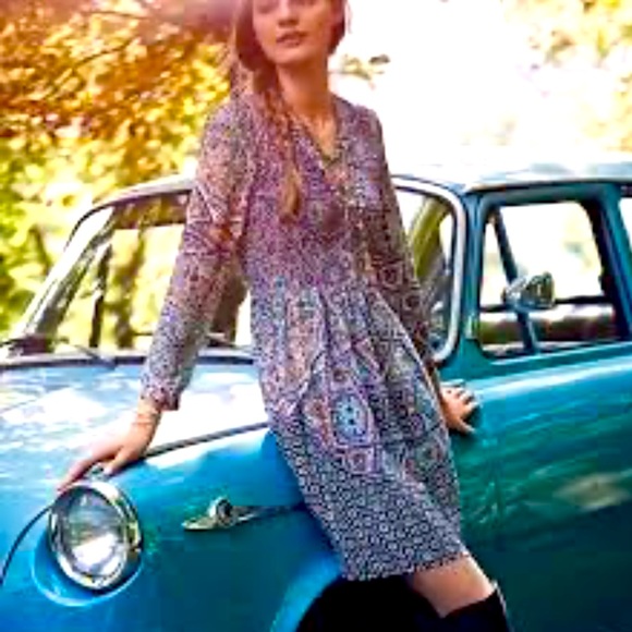 Anthropologie Maeve Dress Banet Smocked Button Bodice Long Sleeve Lined - Picture 2 of 11